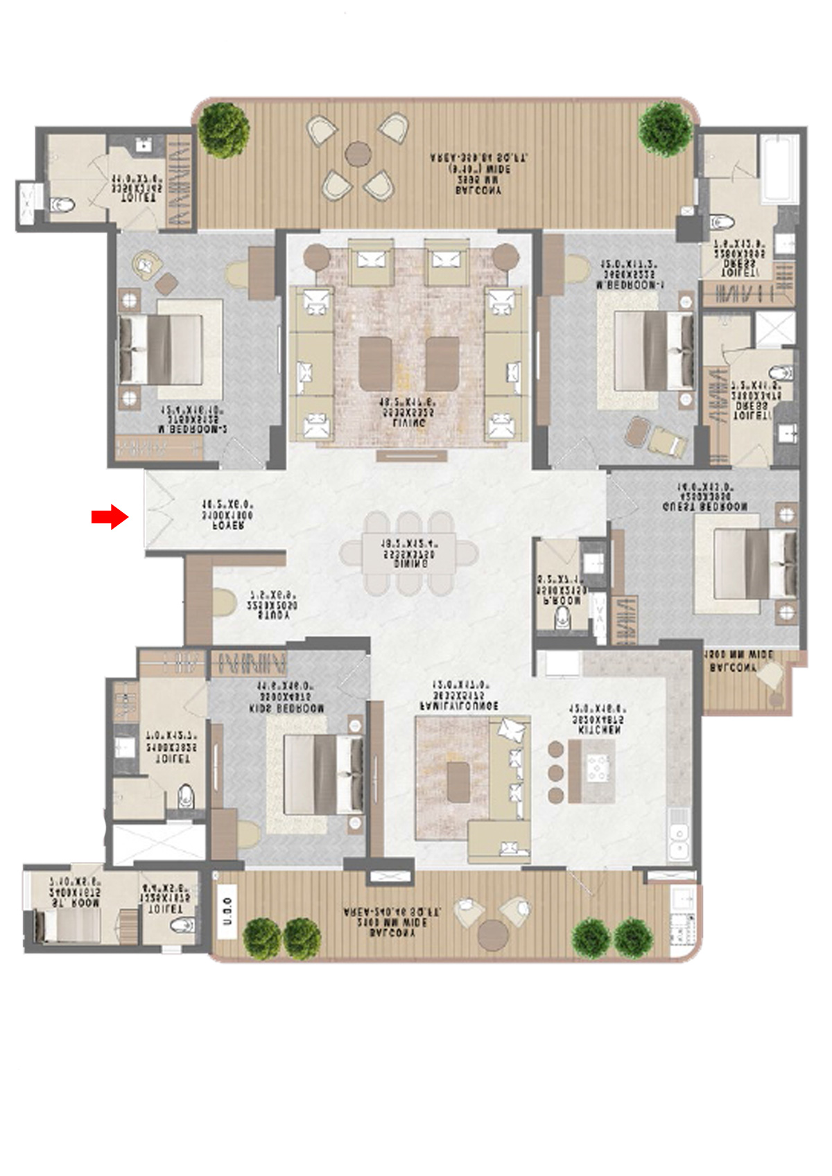 Mahagun Medalleo AMBER PALACE Wing 8,9,10 (Type 1) Floor Plan