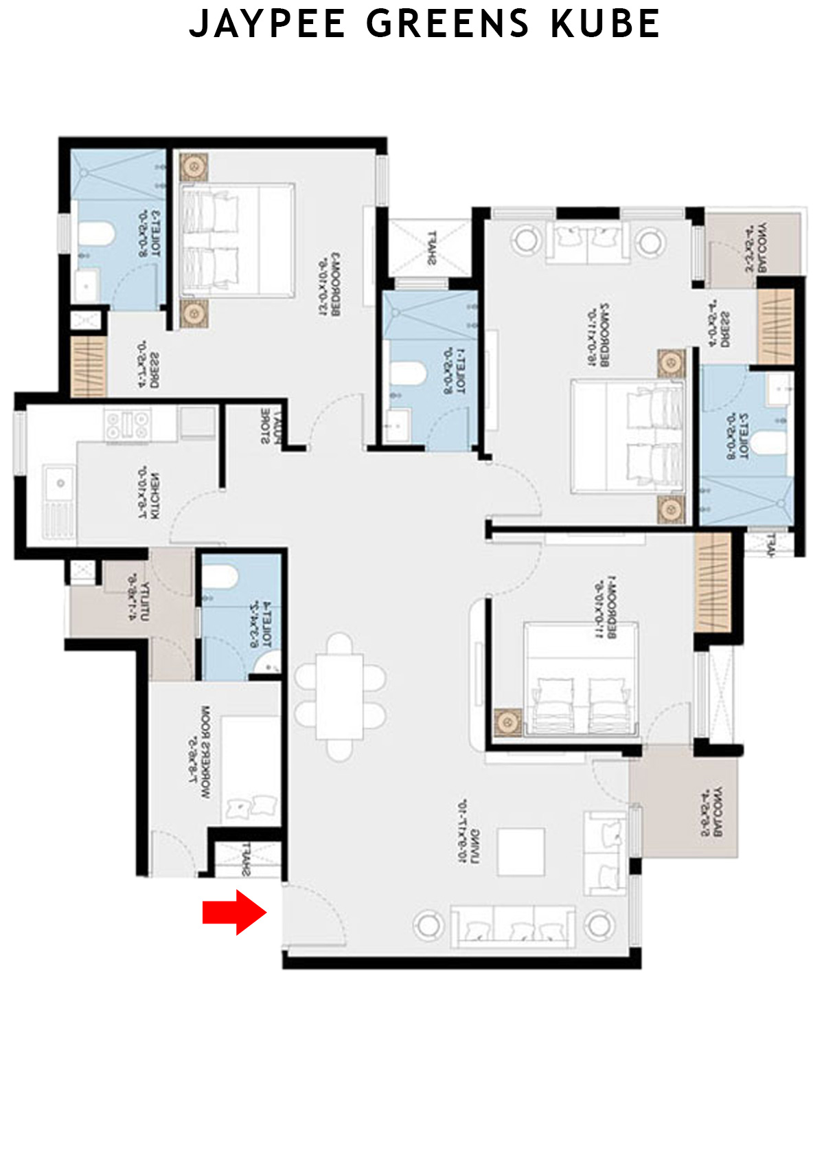 Jaypee Greens Kube KU 4 Unit 4 Floor Plan