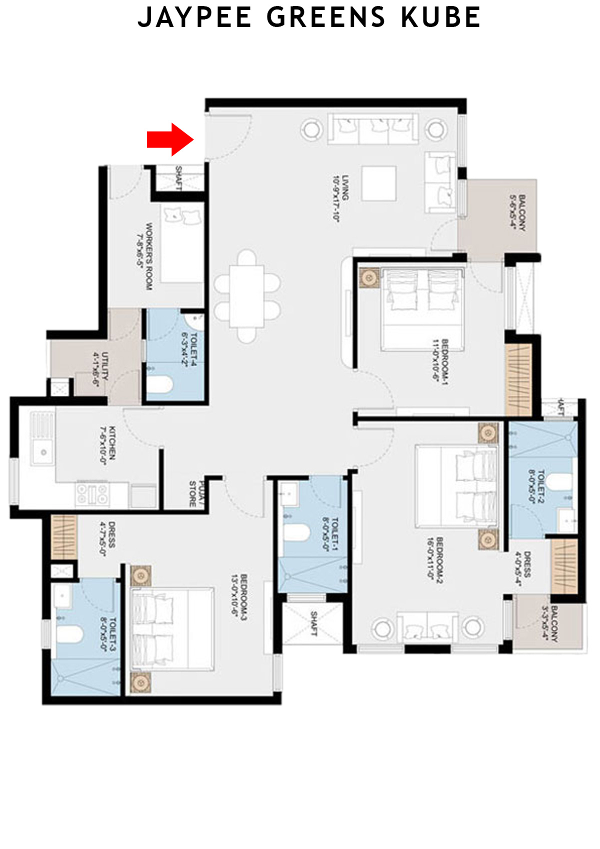 Jaypee Greens Kube KU 4 Unit 3 Floor Plan