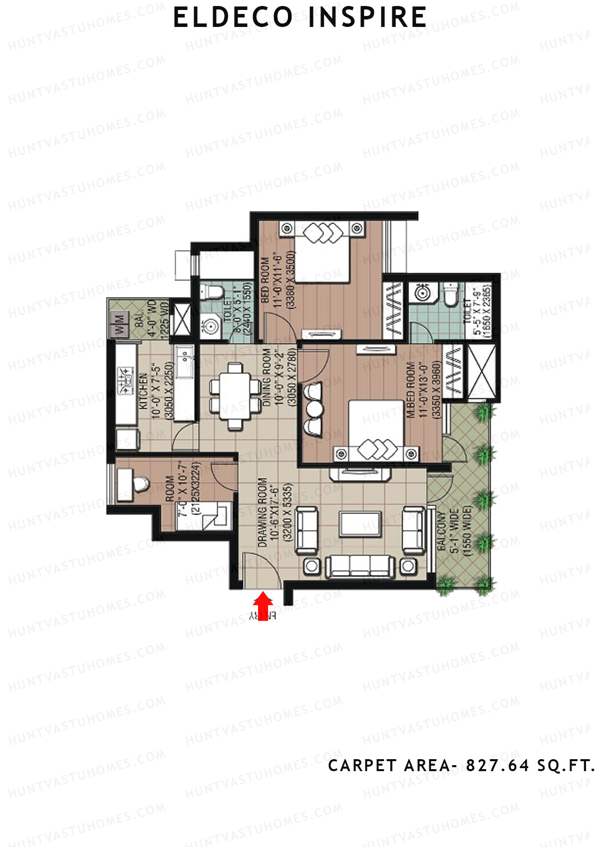 Eldeco Inspire IN2 Unit 3 (Type Q) Floor Plan
