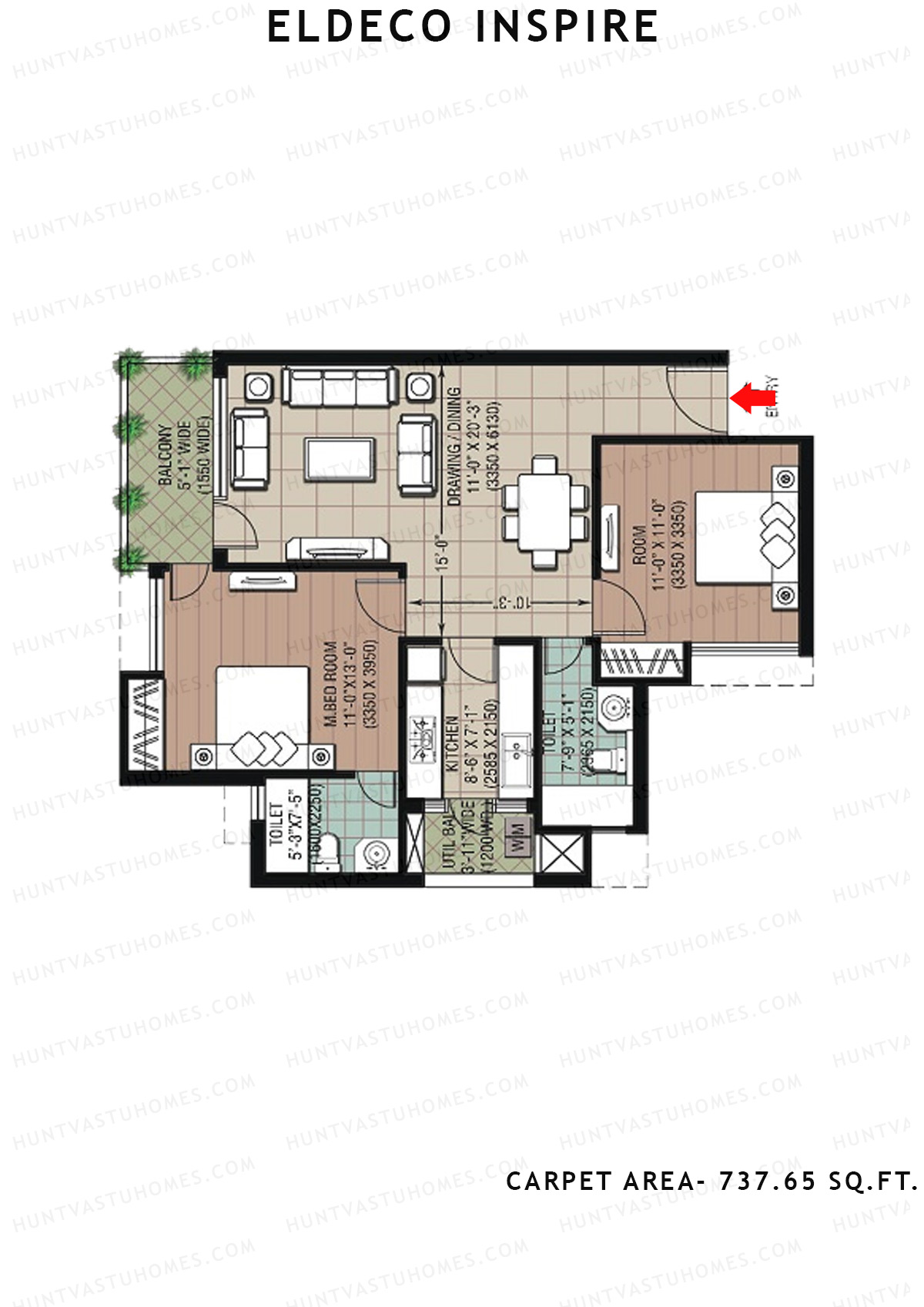 Eldeco Inspire IN2 Unit 1 (Type R) Floor Plan