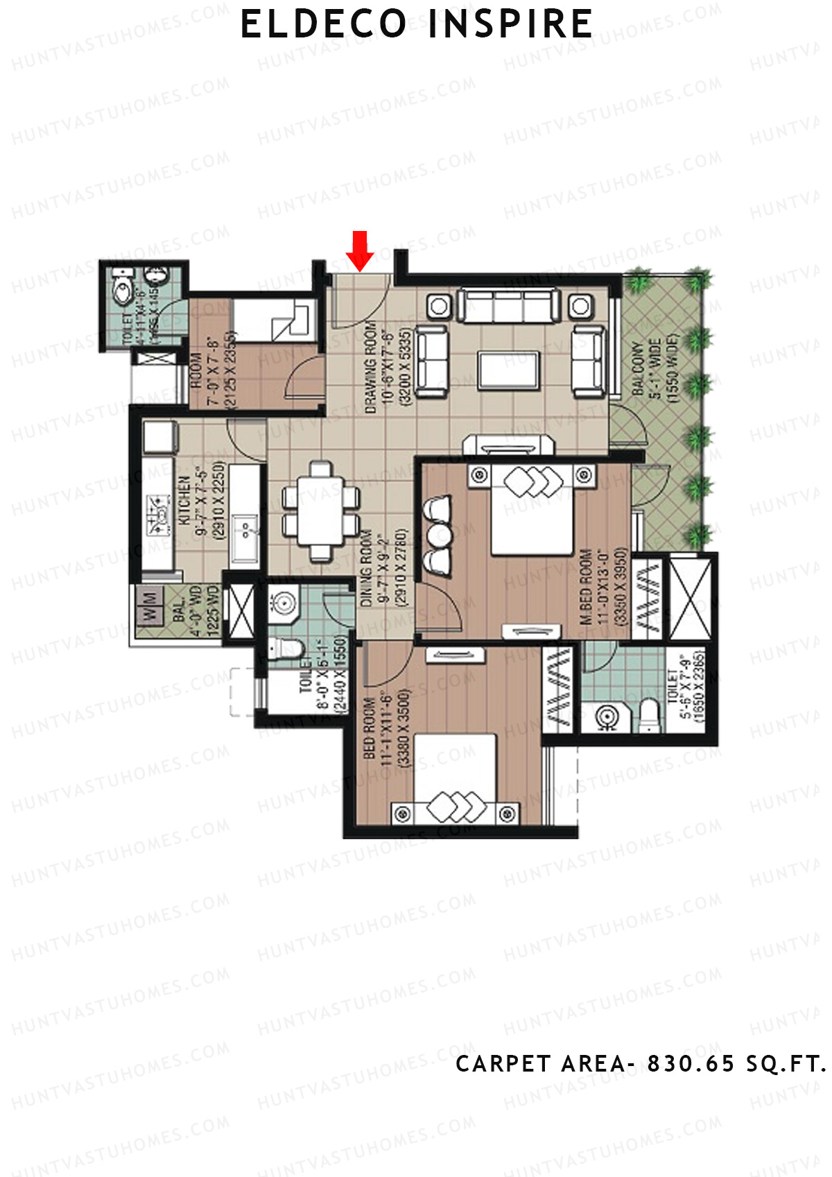 Eldeco Inspire IN2 Unit 4 (Type P) Floor Plan