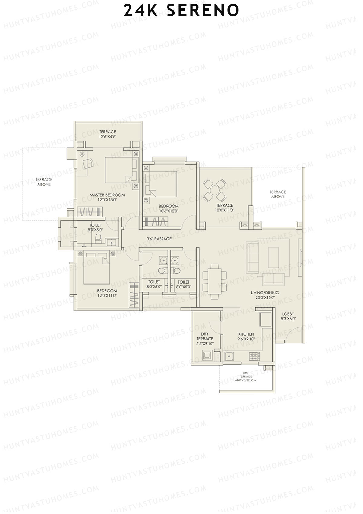 24K Sereno Tower A Unit 3 (Type 1) Floor Plan