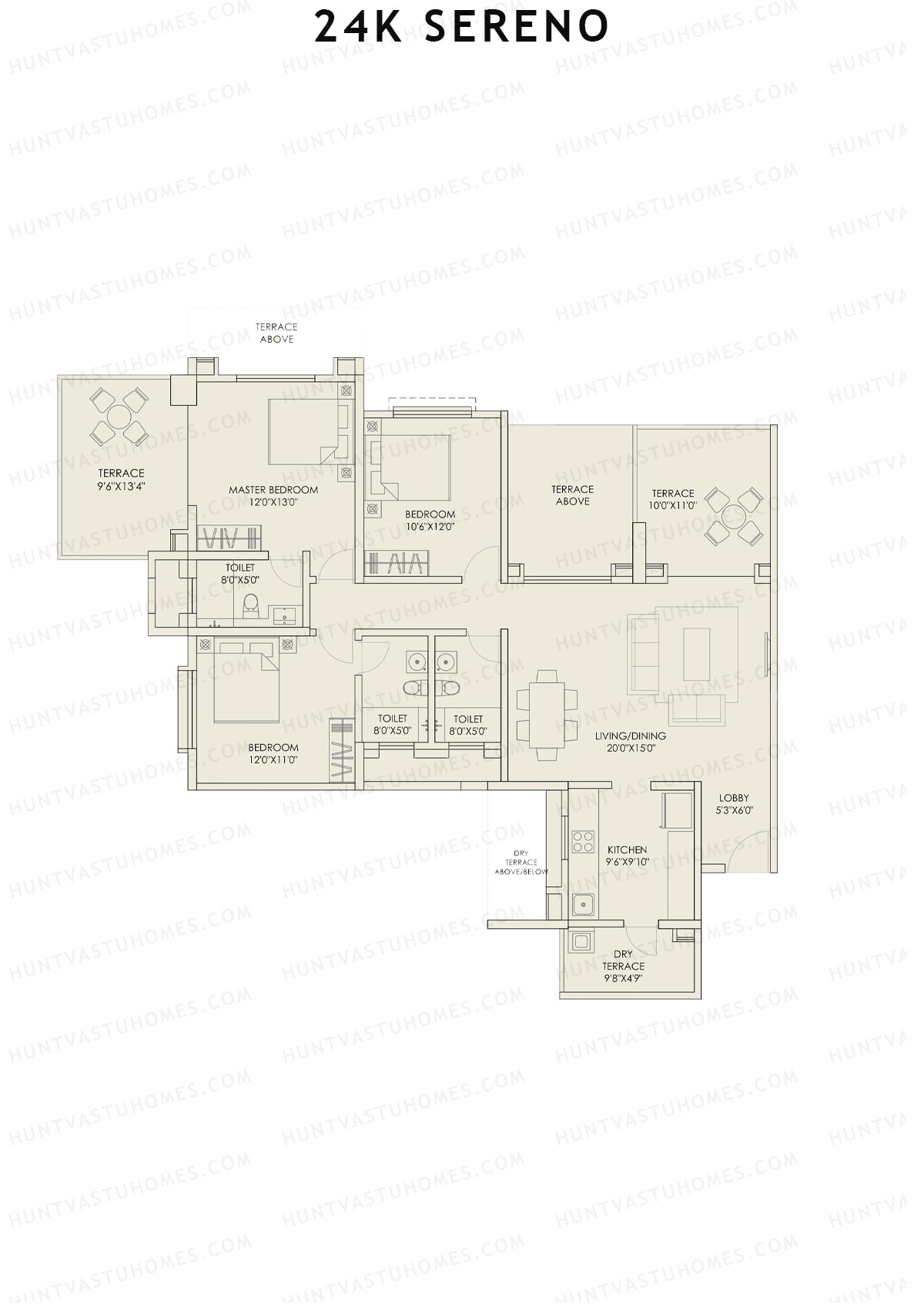 24K Sereno Tower A Unit 3 (Type 1) Floor Plan