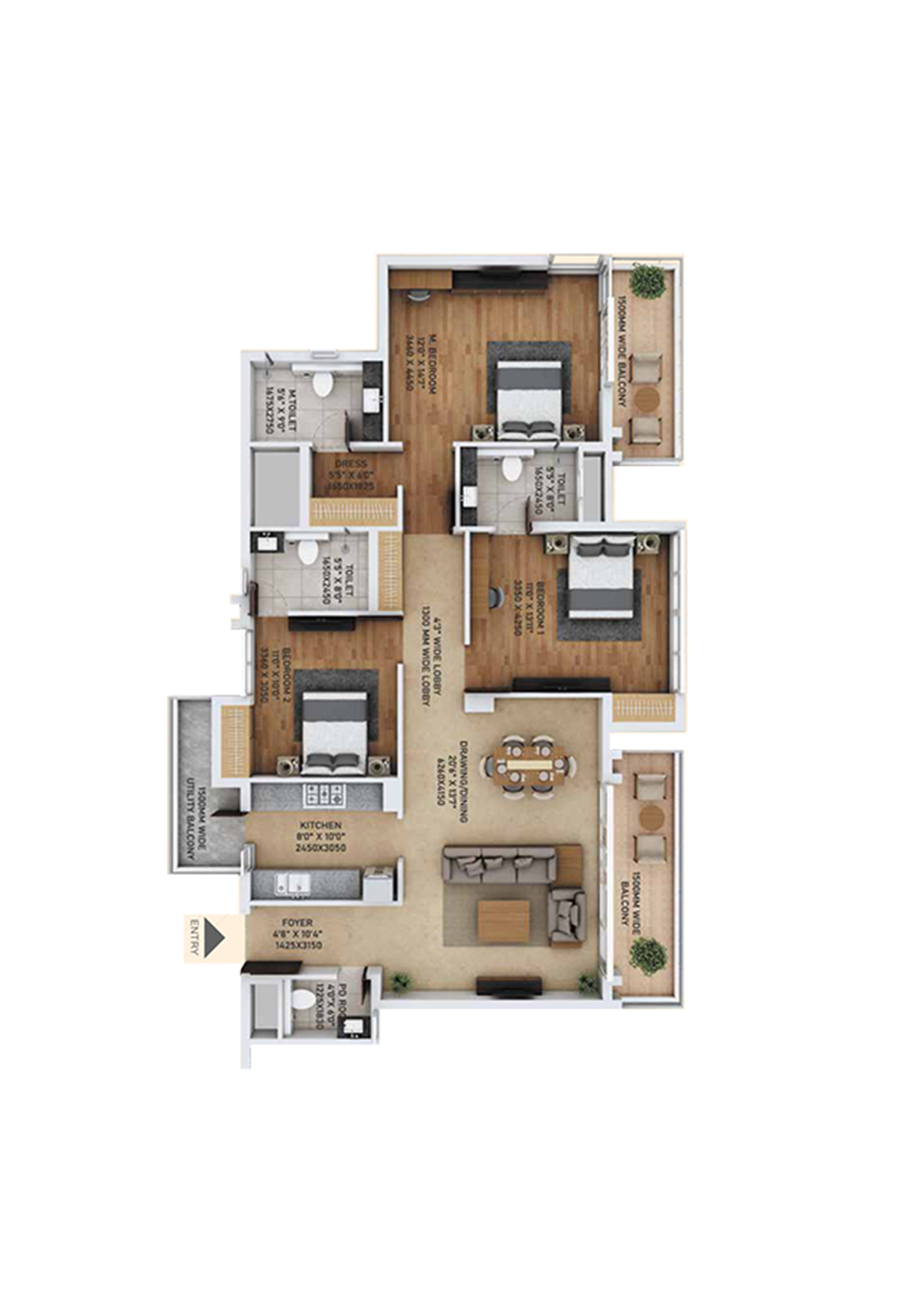 Ace Starlit Tower B2 Unit 3 (Type 1) Floor Plan