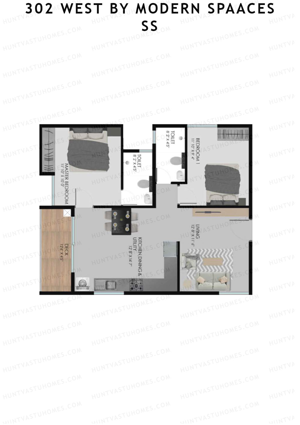 302 West By Modern Spaaces Block A Unit 1 Floor Plan