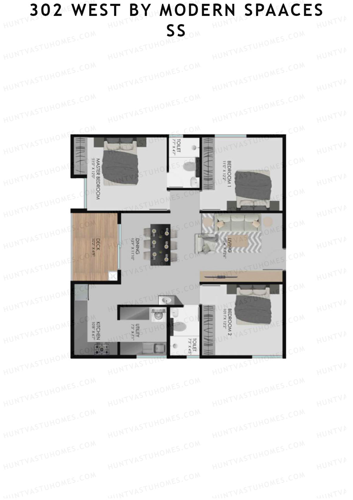 302 West By Modern Spaaces Block A Unit 3 Floor Plan