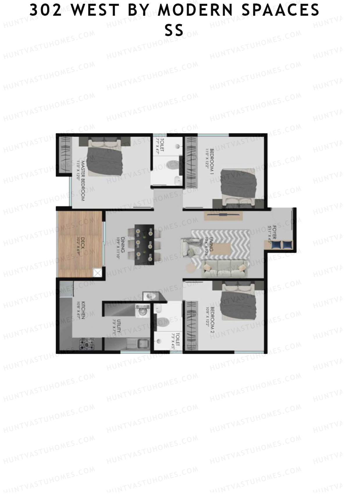 302 West By Modern Spaaces Block A Unit 5 (Type 3) Floor Plan