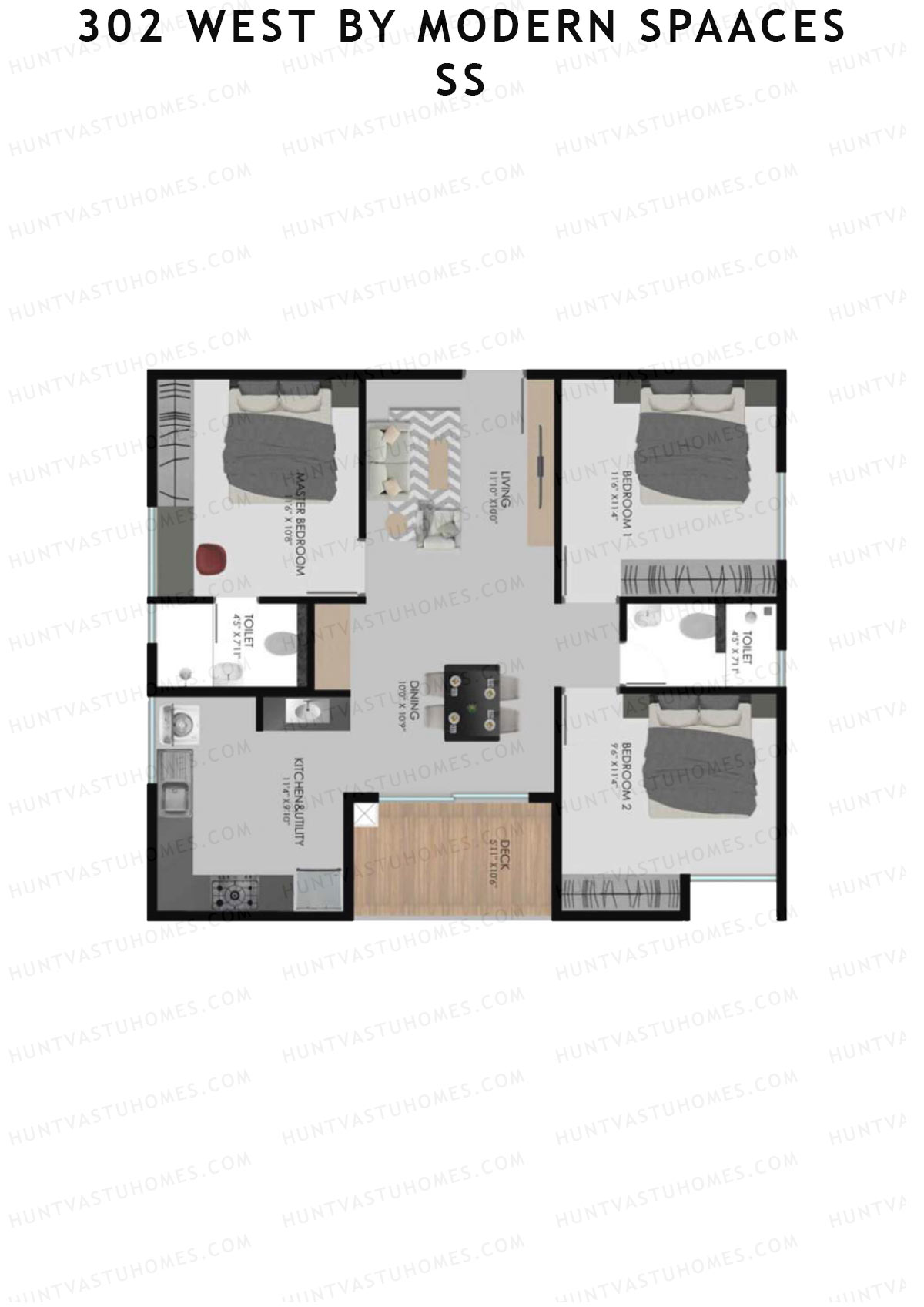 302 West By Modern Spaaces Block A Unit 6 (Type 2) Floor Plan