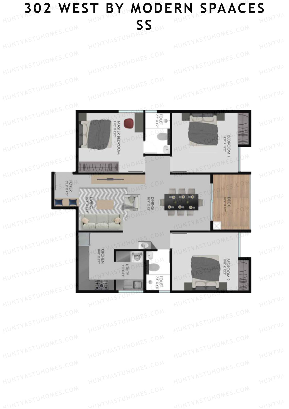 302 West By Modern Spaaces Block A Unit 7 (Type 1) Floor Plan