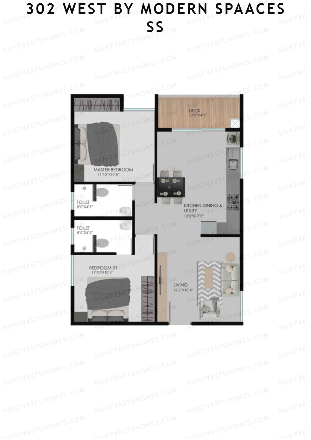 302 West By Modern Spaaces Block B Unit 8 Floor Plan