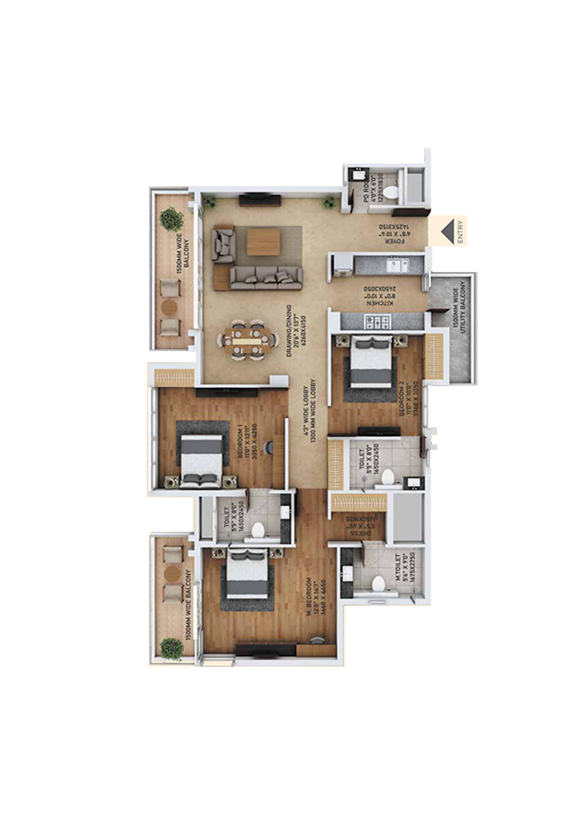 Ace Starlit Tower B2 Unit 1 (Type 1) Floor Plan