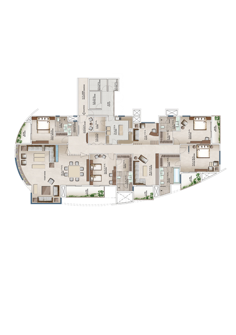 3C Lotus 300, Tower 2, Unit 1 (Type C), 4BHK, Super Area 5300   sq ft 
