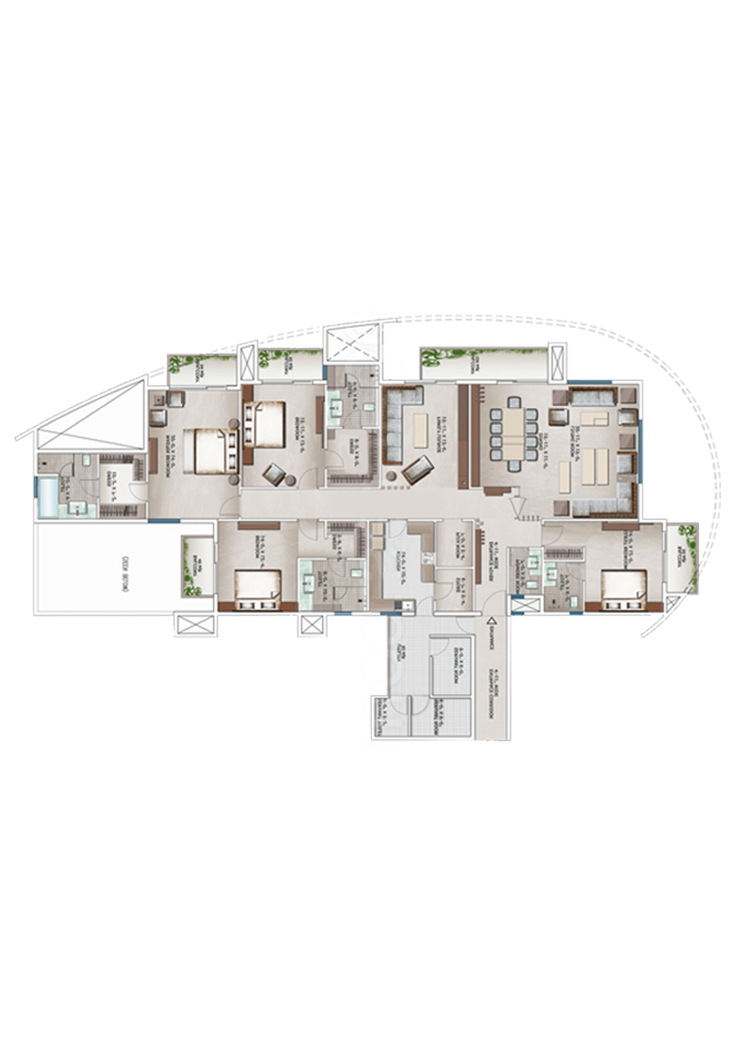 3C Lotus 300, Tower 2, Unit 2 (Type B), 4BHK, Super Area 4300   sq ft 