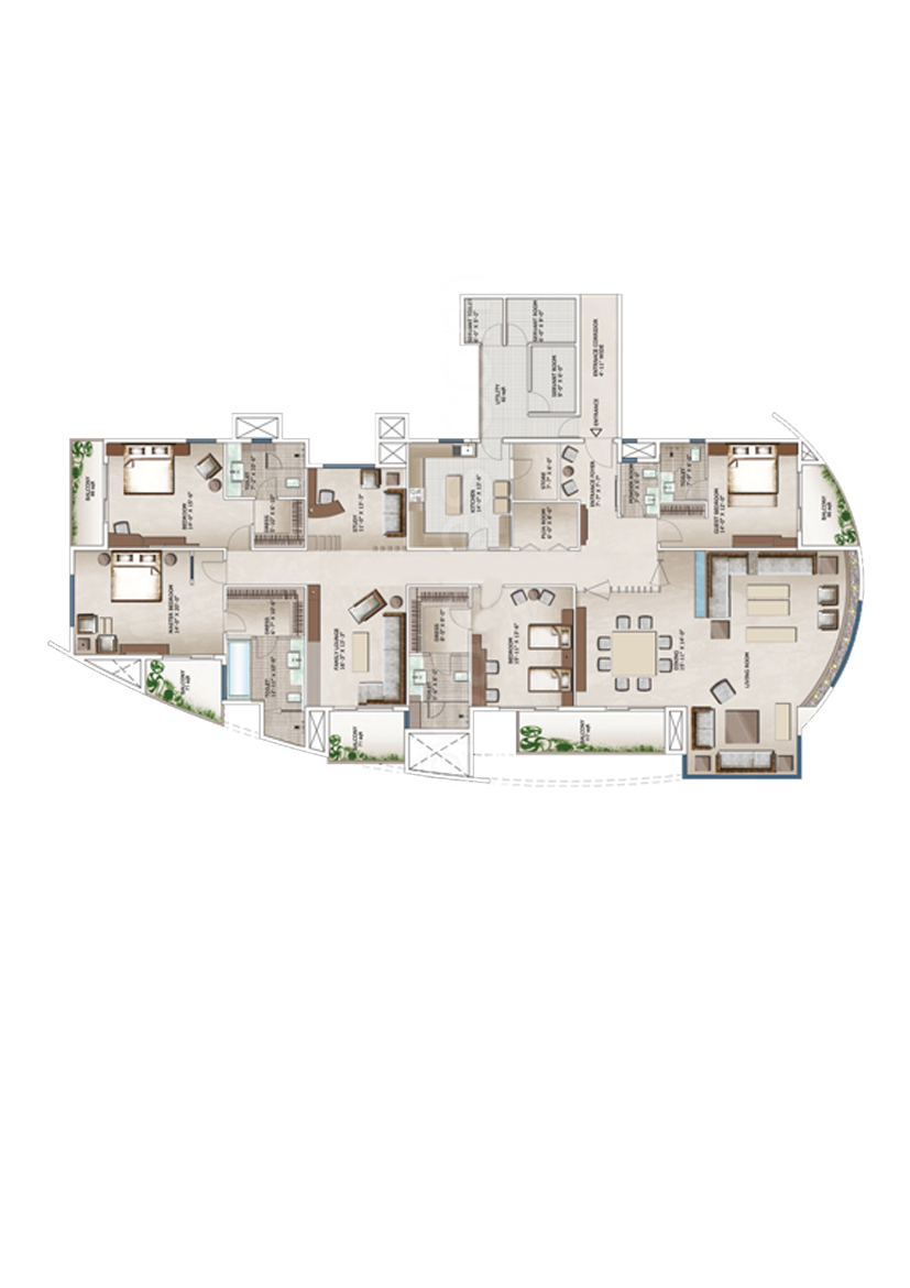 3C Lotus 300, Tower 3, Unit 2 (Type C), 4BHK, Super Area 5300   sq ft 