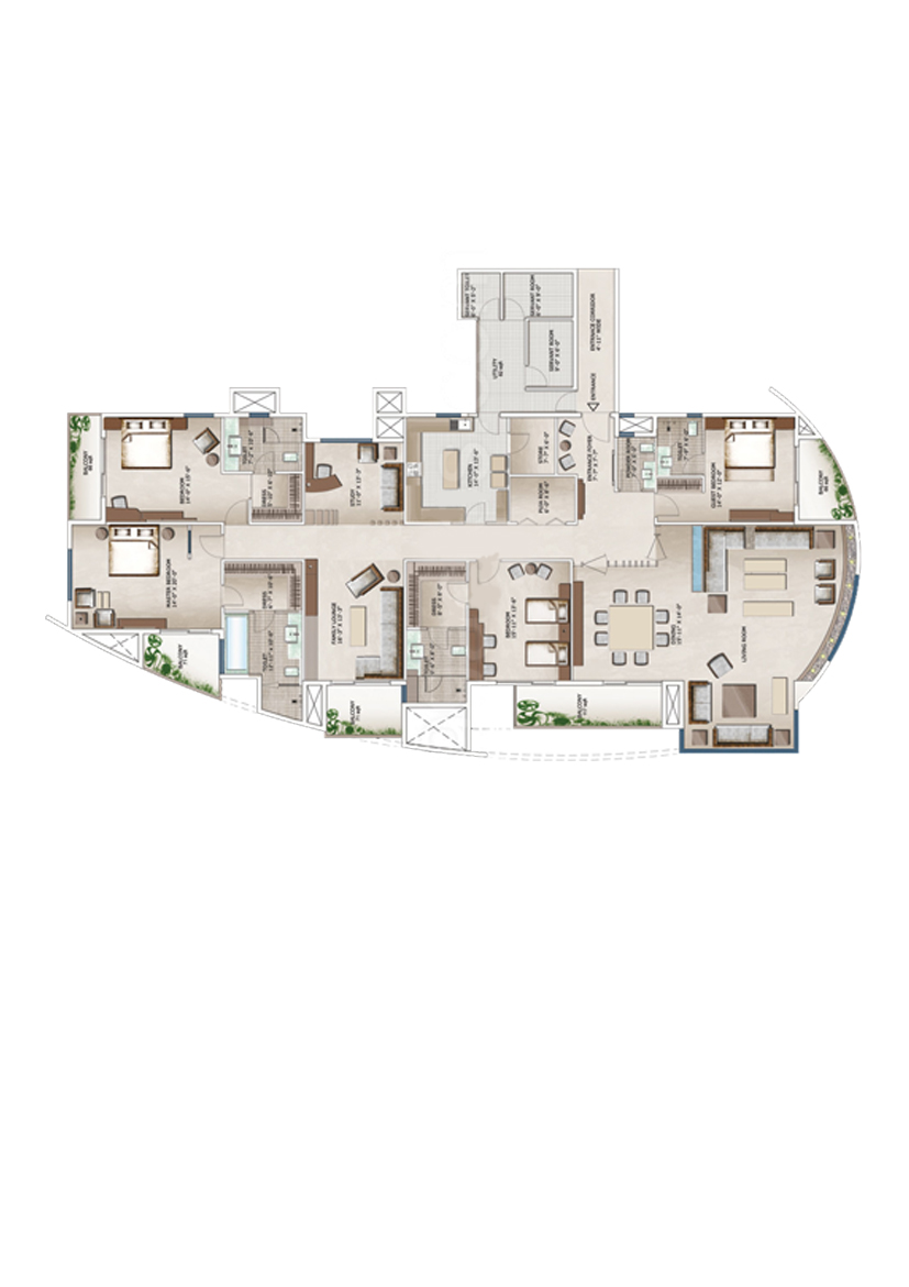 3C Lotus 300, Tower 4, Unit 1 (Type C), 4BHK, Super Area 5300   sq ft 