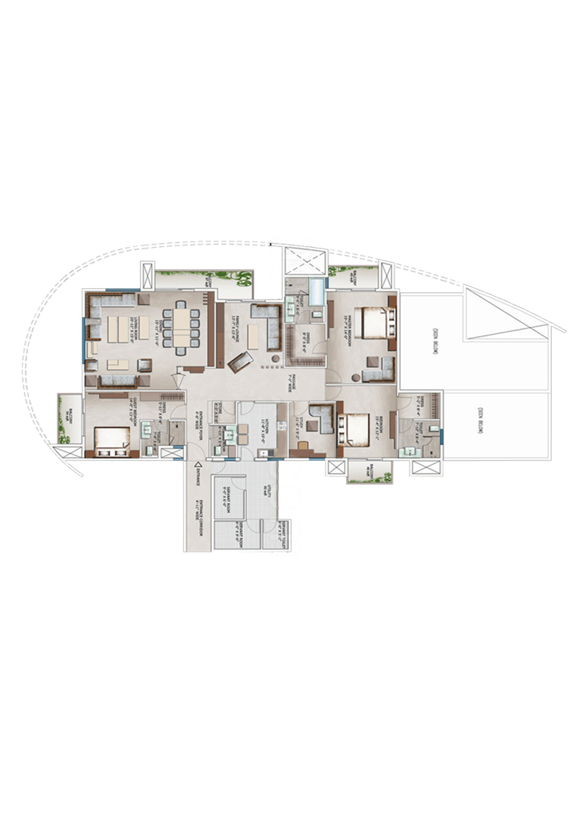 3C Lotus 300, Tower 6, Unit 1 (Type A), 3BHK, Super Area 3650   sq ft 