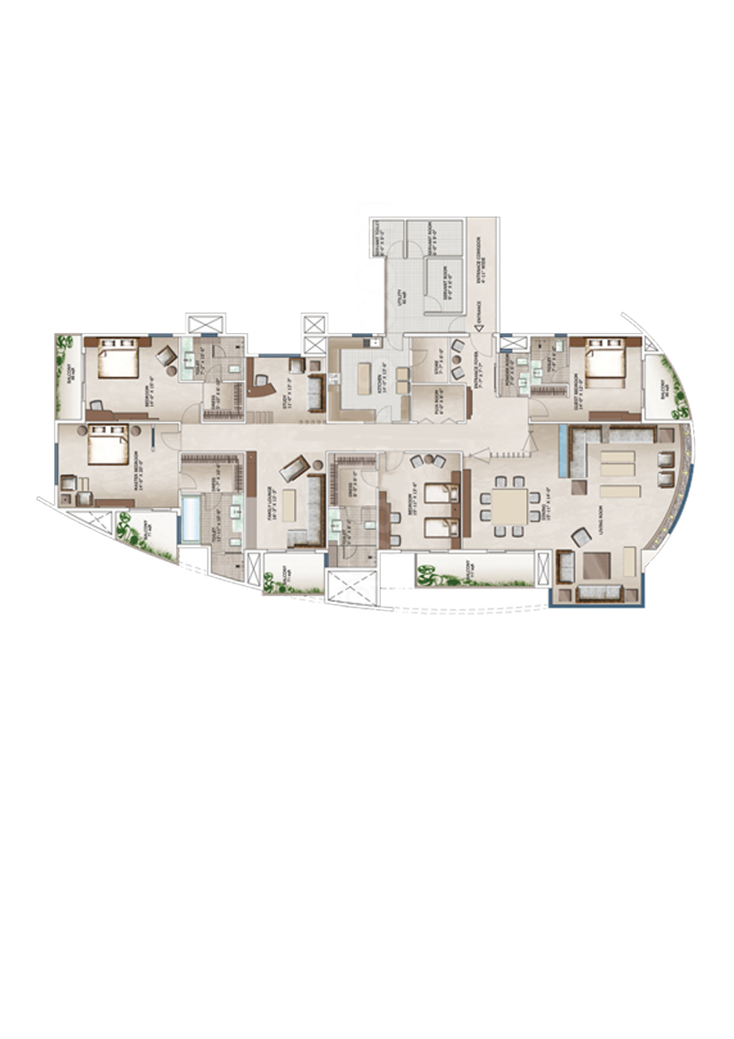 3C Lotus 300, Tower 6, Unit 1 (Type C), 4BHK, Super Area 5300   sq ft 