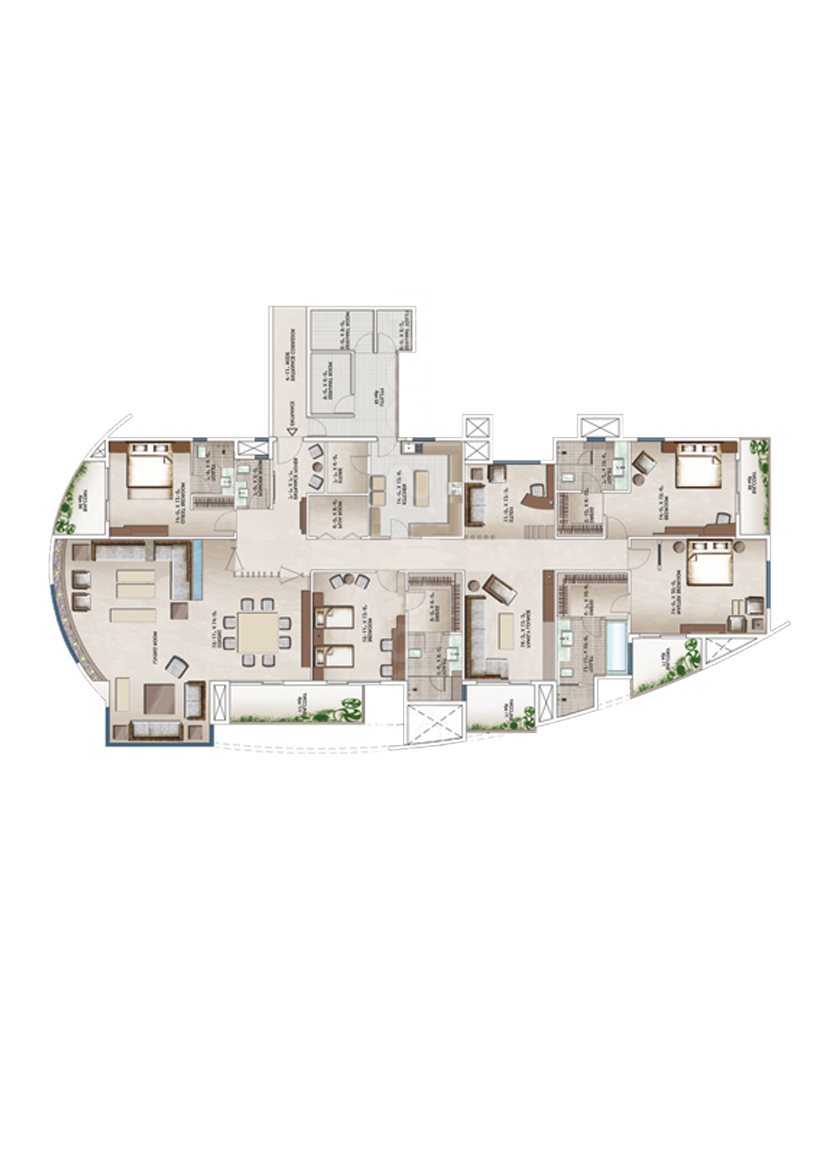 3C Lotus 300, Tower 6, Unit 2 (Type C), 4BHK, Super Area 4300   sq ft 