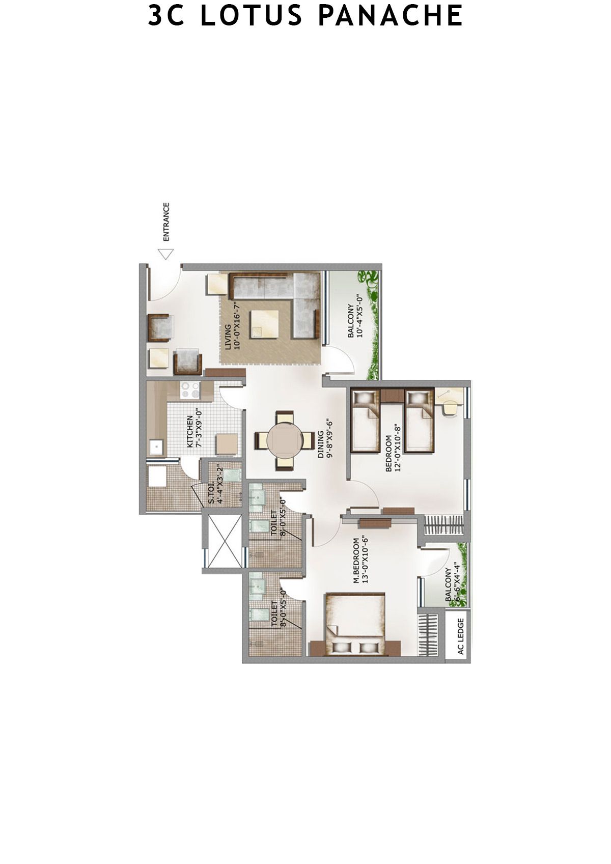 3C Lotus Panache Tower 22 Unit 6 Floor Plan