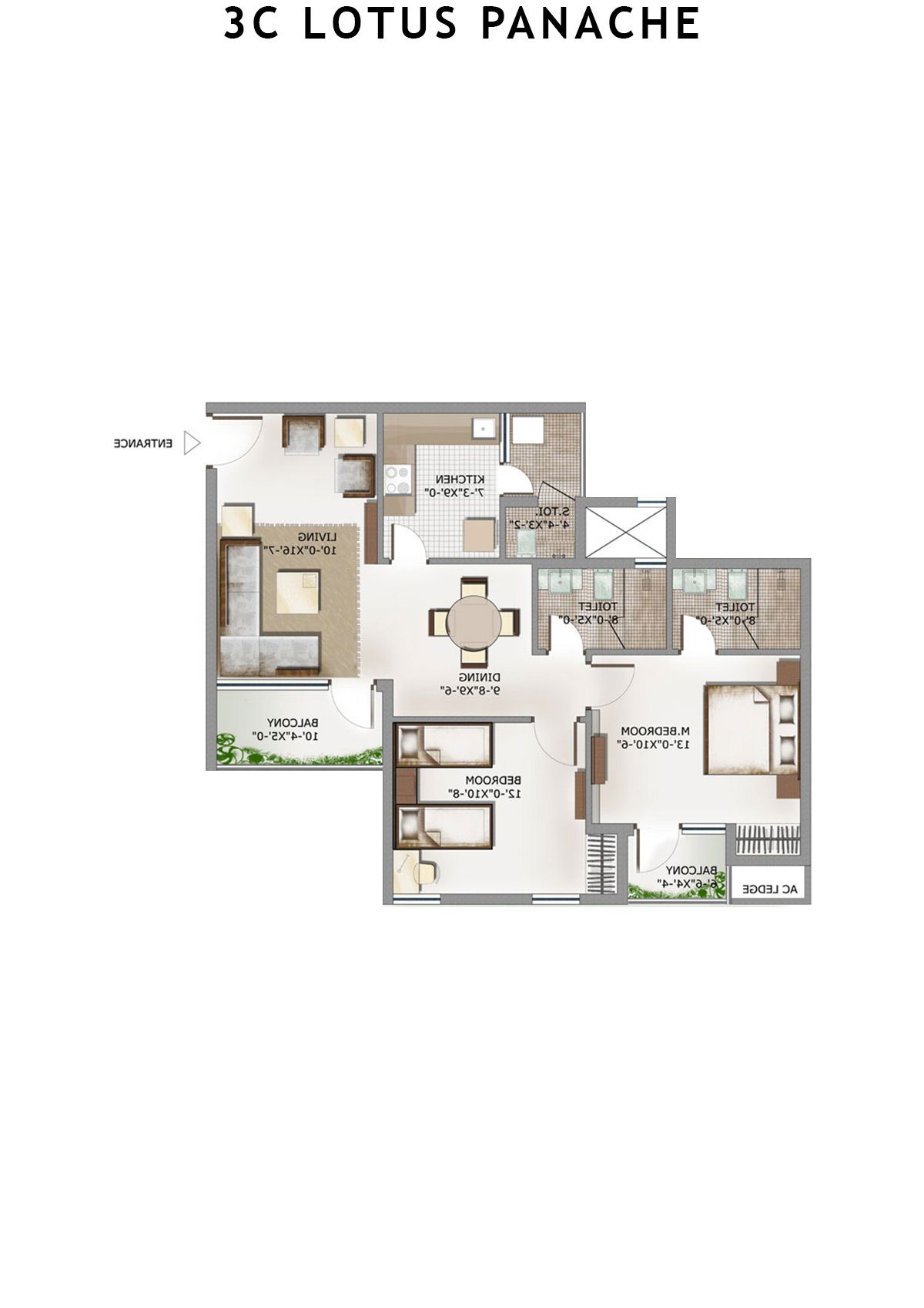 3C Lotus Panache Tower 6 Unit 2 Floor Plan