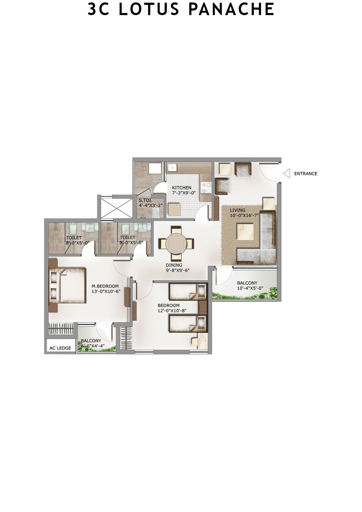 3C Lotus Panache Tower 6 Unit 3 Floor Plan