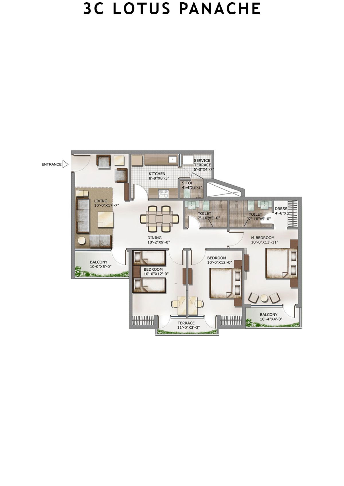 3C Lotus Panache Tower 1 Unit 1 Floor Plan