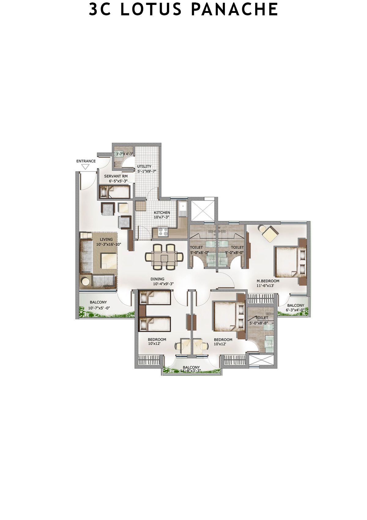 3C Lotus Panache Tower 12(A) Unit 4 Floor Plan