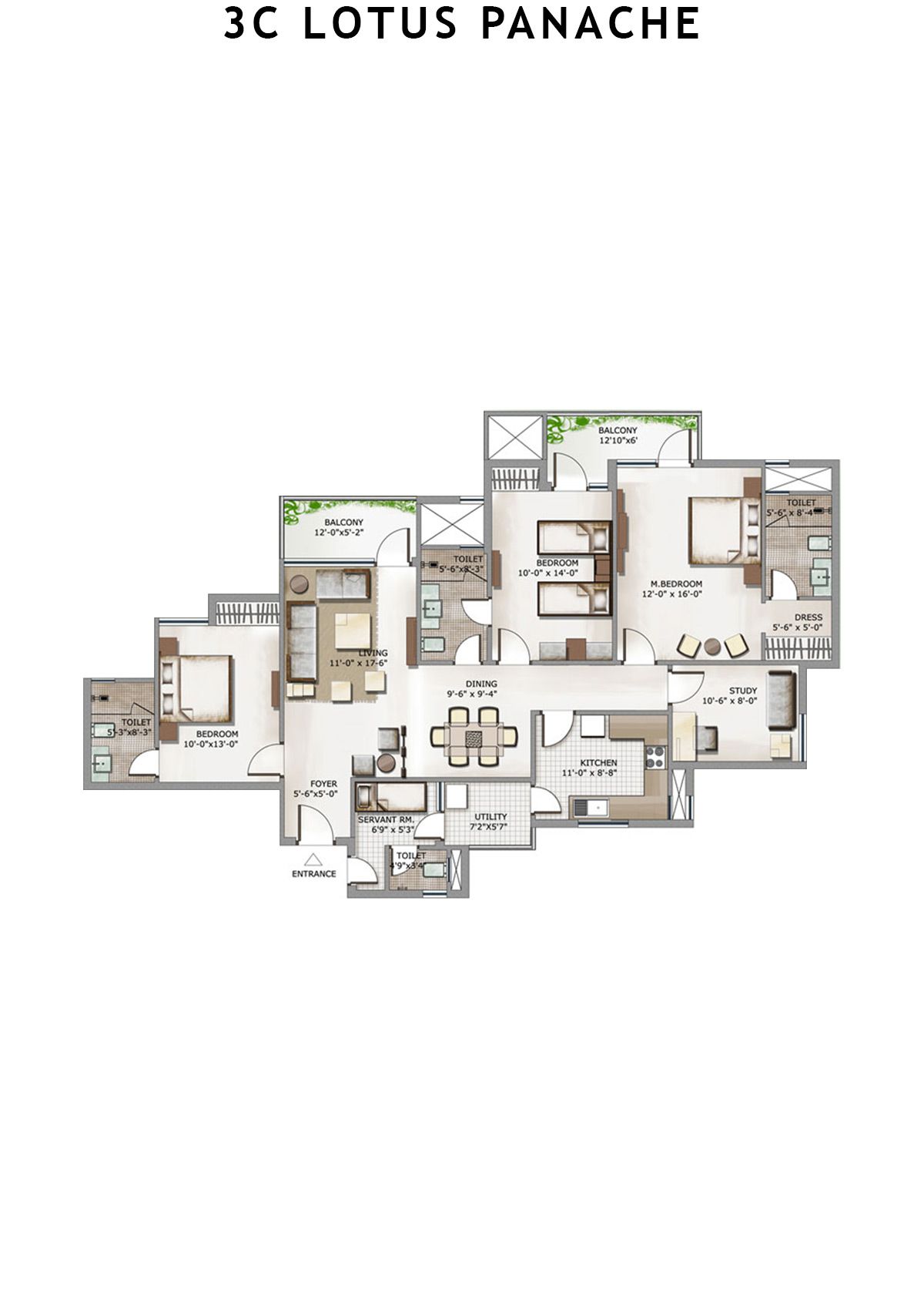 3C Lotus Panache Tower 14 Unit 2 Floor Plan