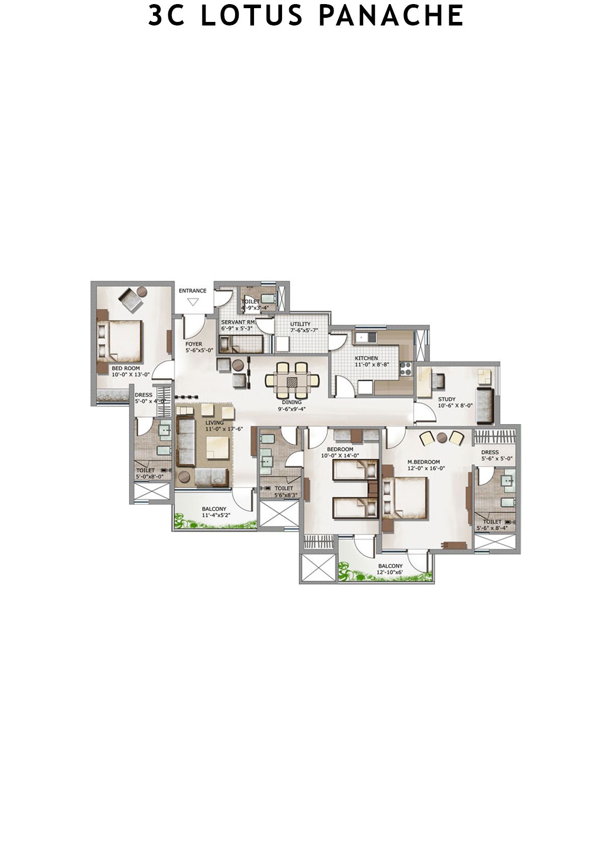 3C Lotus Panache Tower 15 Unit 3 Floor Plan