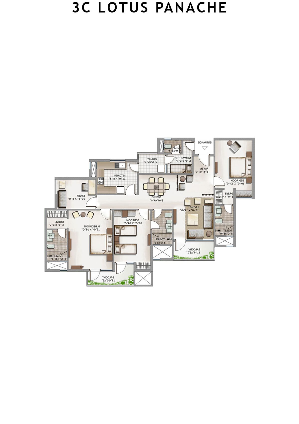 3C Lotus Panache Tower 17 Unit 4 Floor Plan