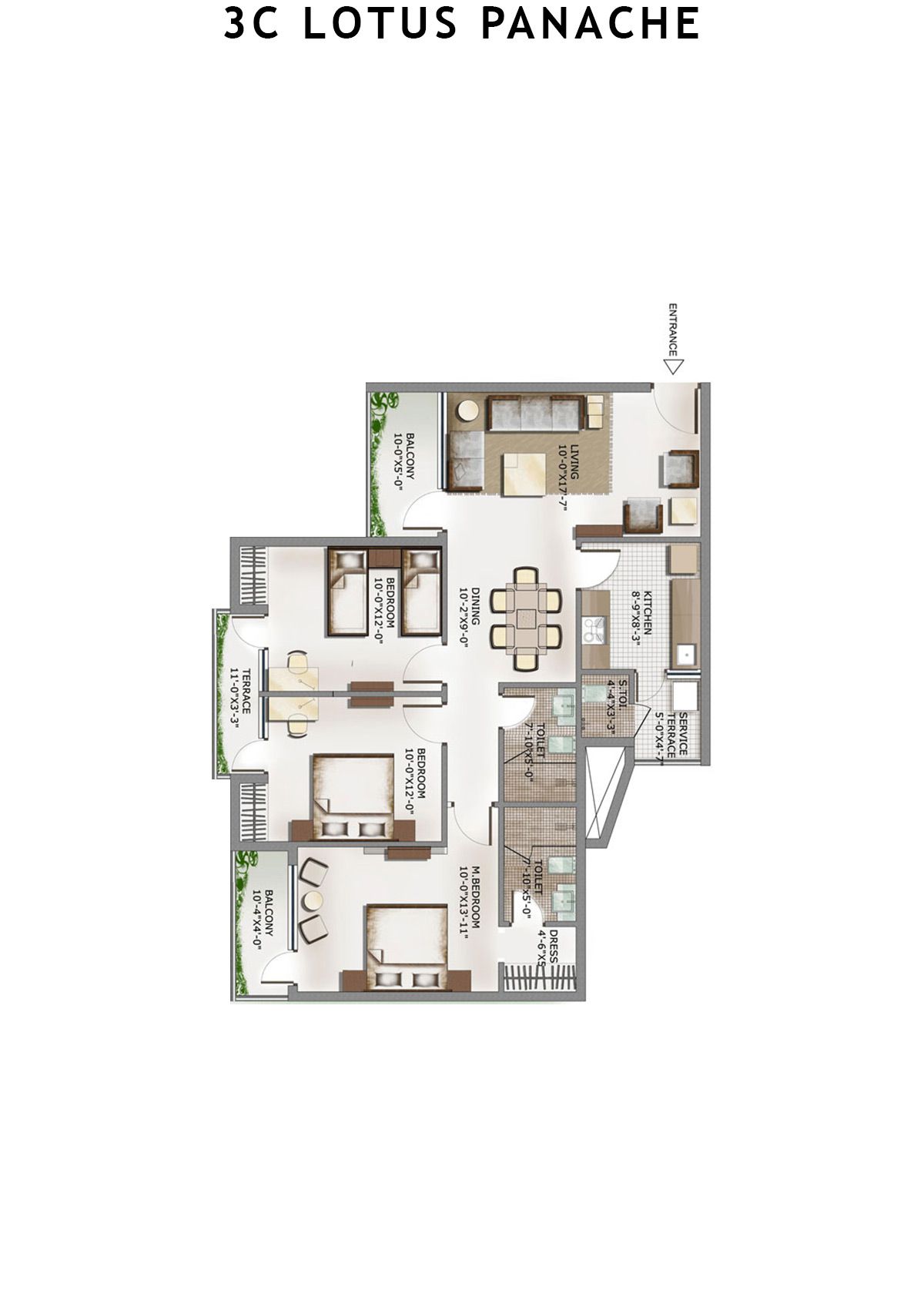 3C Lotus Panache Tower 20 Unit 1 Floor Plan