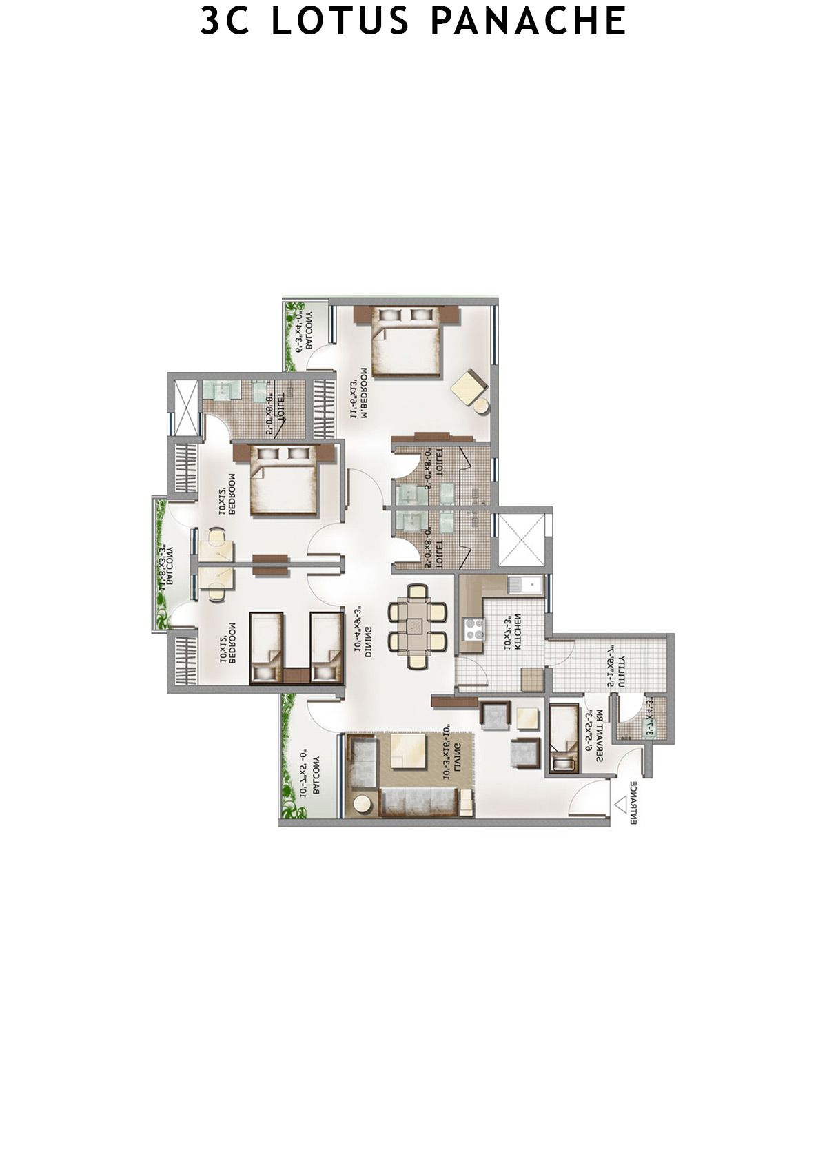 3C Lotus Panache Tower 23 Unit 2 Floor Plan