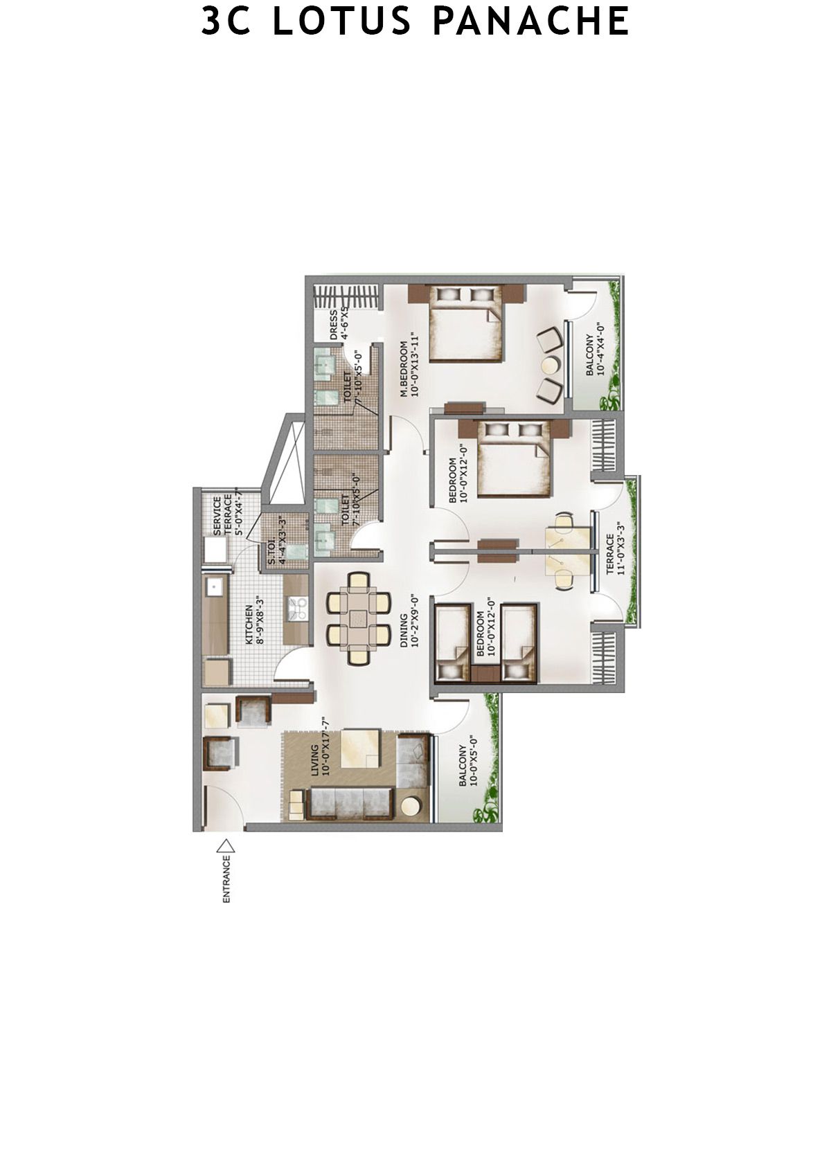 3C Lotus Panache Tower 23 Unit 4 Floor Plan