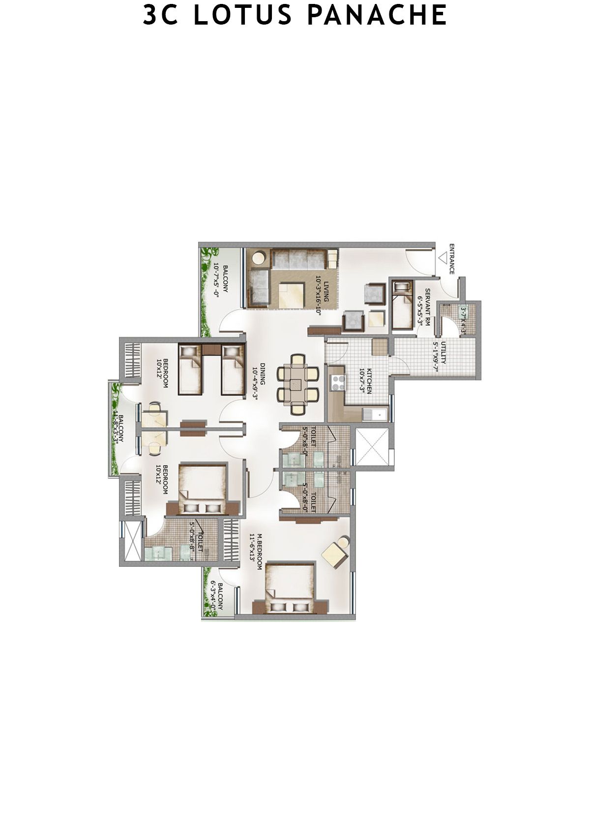 3C Lotus Panache Tower 24 Unit 1 Floor Plan