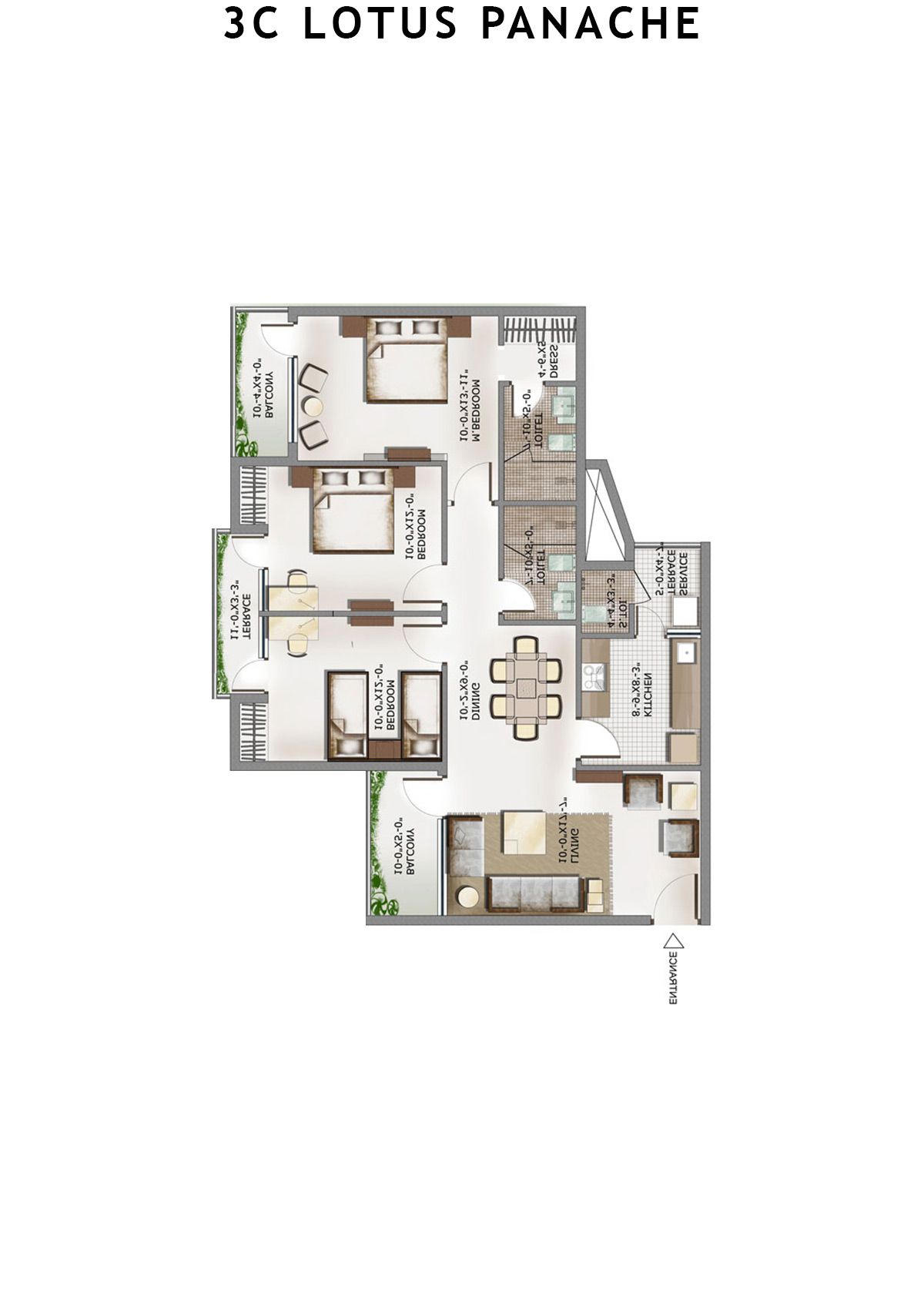 3C Lotus Panache Tower 25 Unit 3 Floor Plan