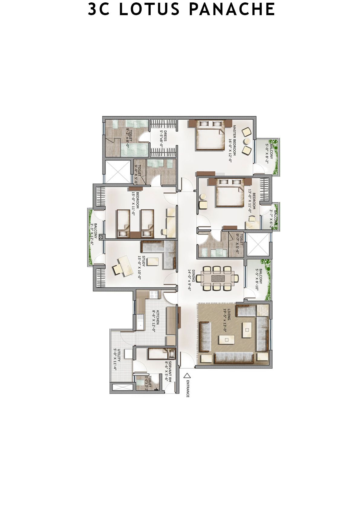 3C Lotus Panache Tower 27 Unit 2 Floor Plan