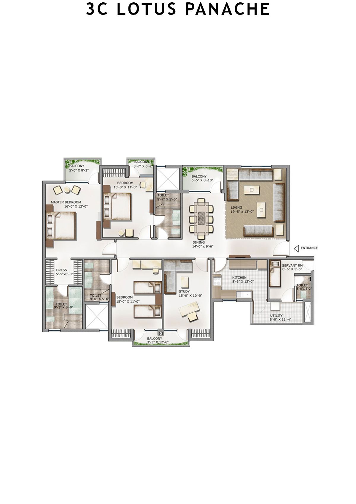 3C Lotus Panache Tower 30 Unit 1 Floor Plan