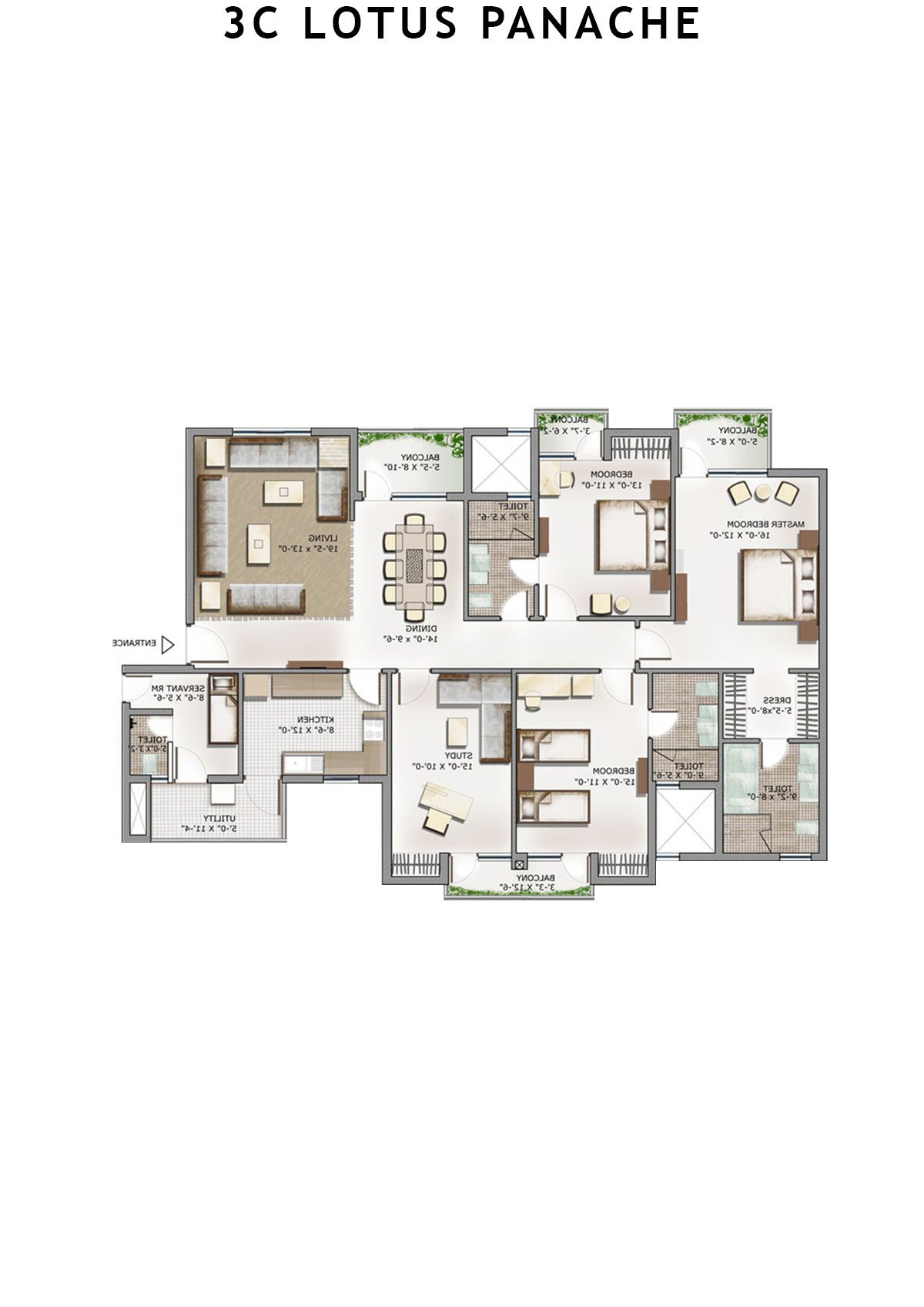 3C Lotus Panache Tower 30 Unit 3 Floor Plan