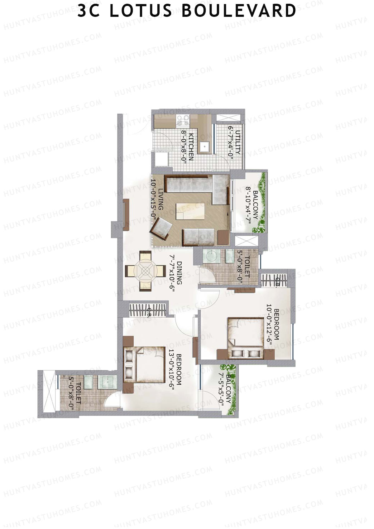 3C Lotus Boulevard Tower 10 Unit 3 Floor Plan