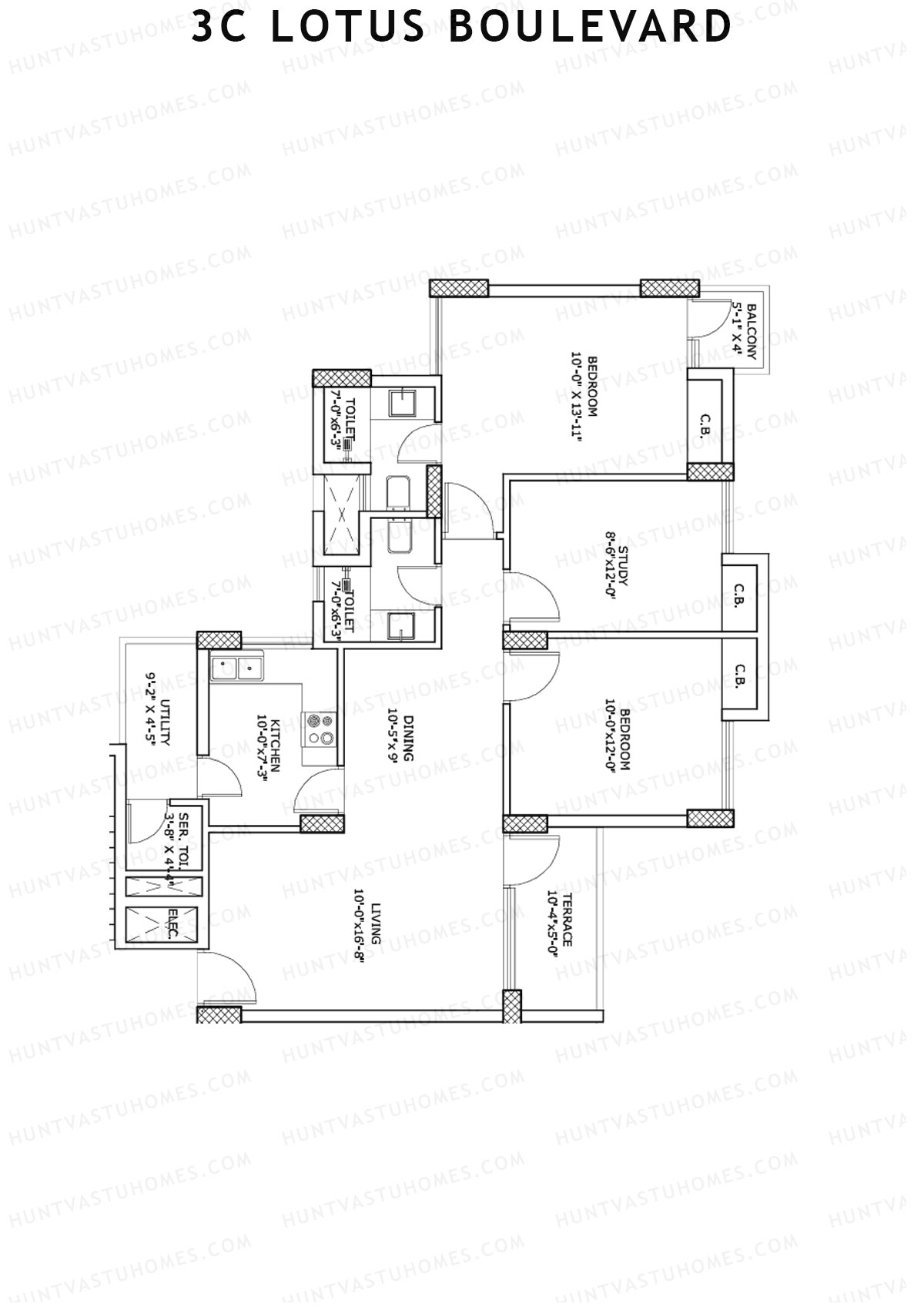 3C Lotus Boulevard Tower 12A Unit 1 Floor Plan