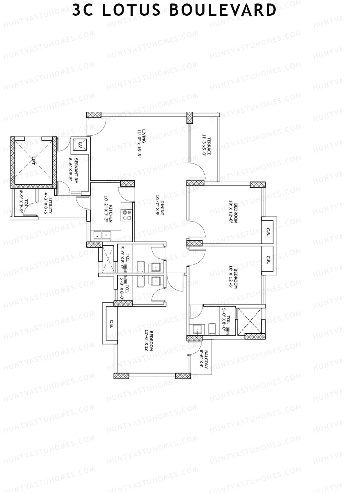3C Lotus Boulevard Tower 12A Unit 2 Floor Plan