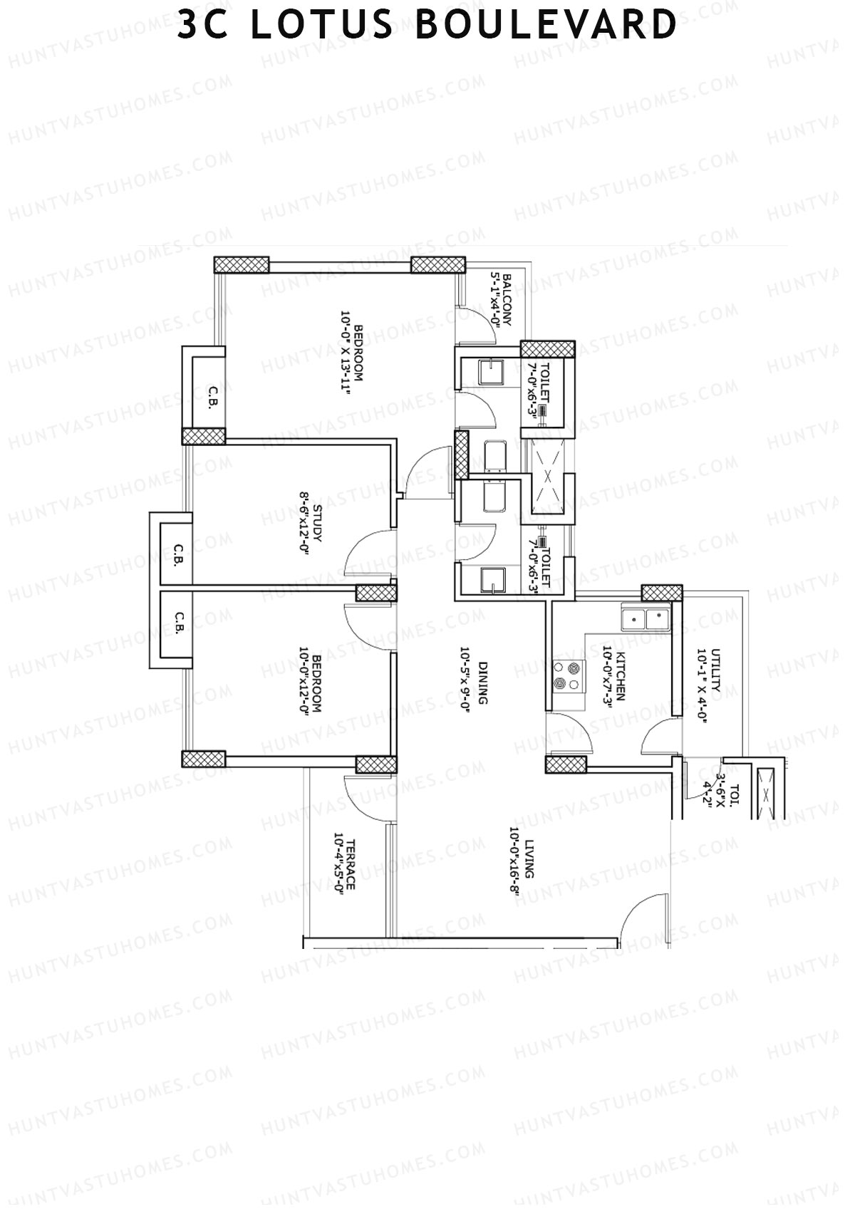 3C Lotus Boulevard Tower 12A Unit 4 Floor Plan
