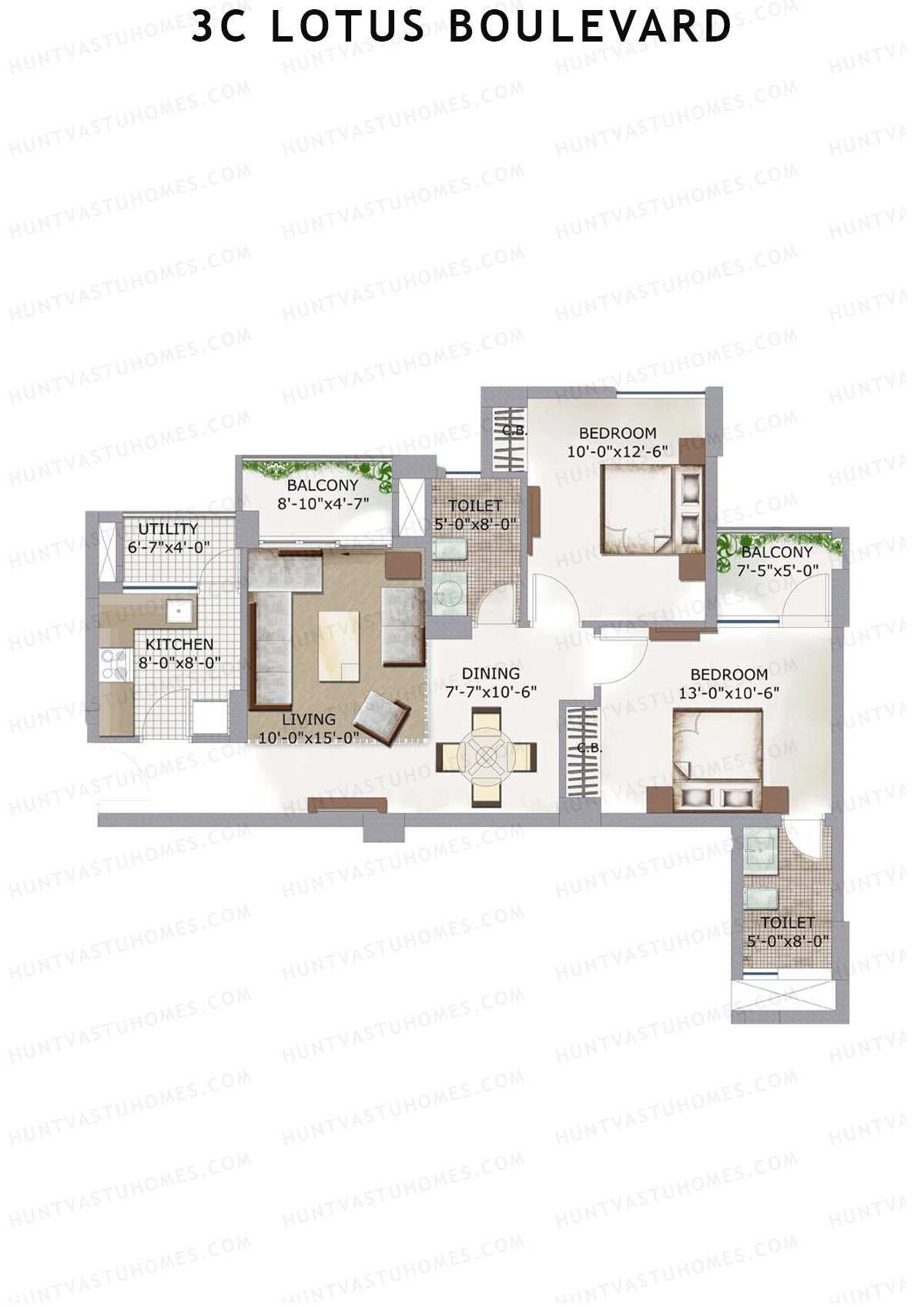 3C Lotus Boulevard Tower 19 Unit 3 Floor Plan