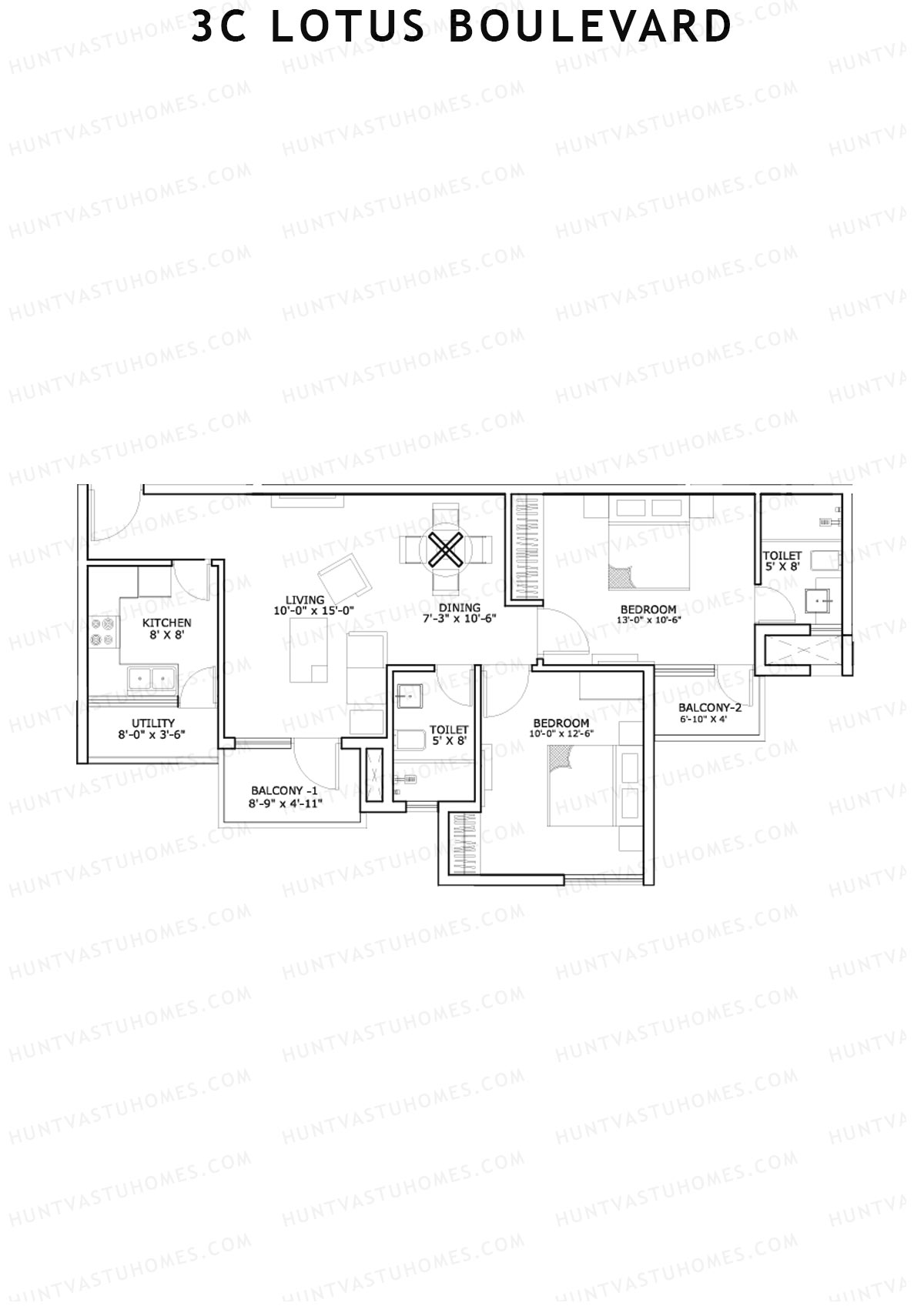 3C Lotus Boulevard Tower 19 Unit 4 Floor Plan