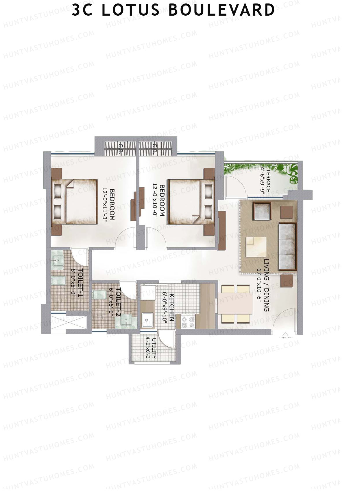 3C Lotus Boulevard Tower 20 Unit 1 Floor Plan