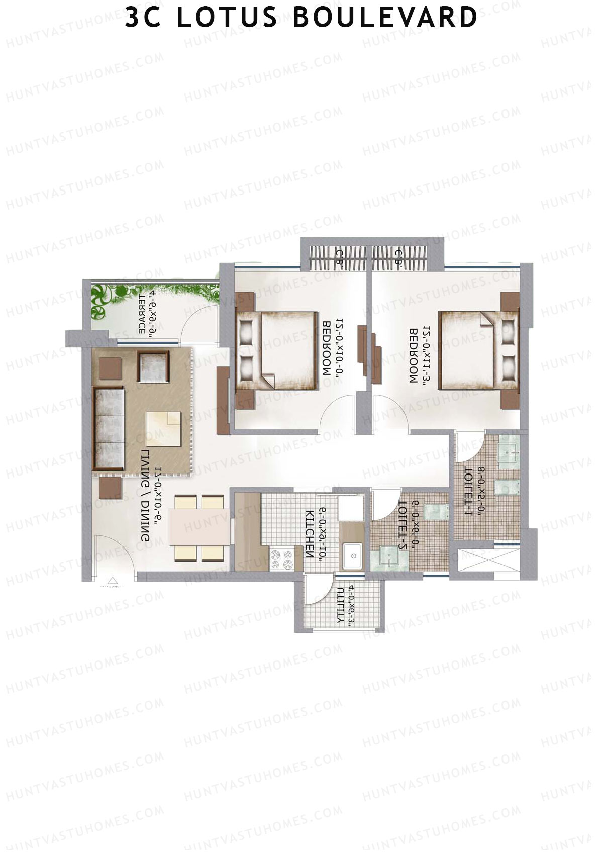 3C Lotus Boulevard Tower 20 Unit 2 Floor Plan