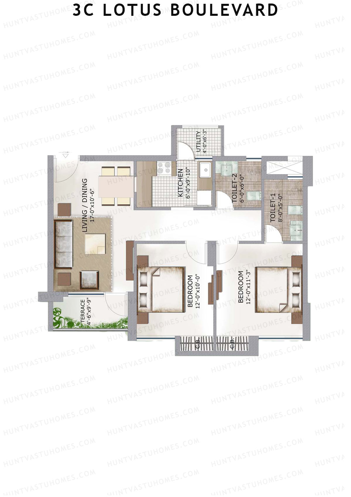 3C Lotus Boulevard Tower 20 Unit 3 Floor Plan