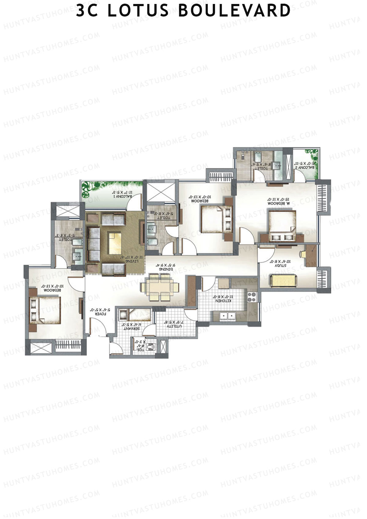 3C Lotus Boulevard Tower 21 Unit 2 Floor Plan
