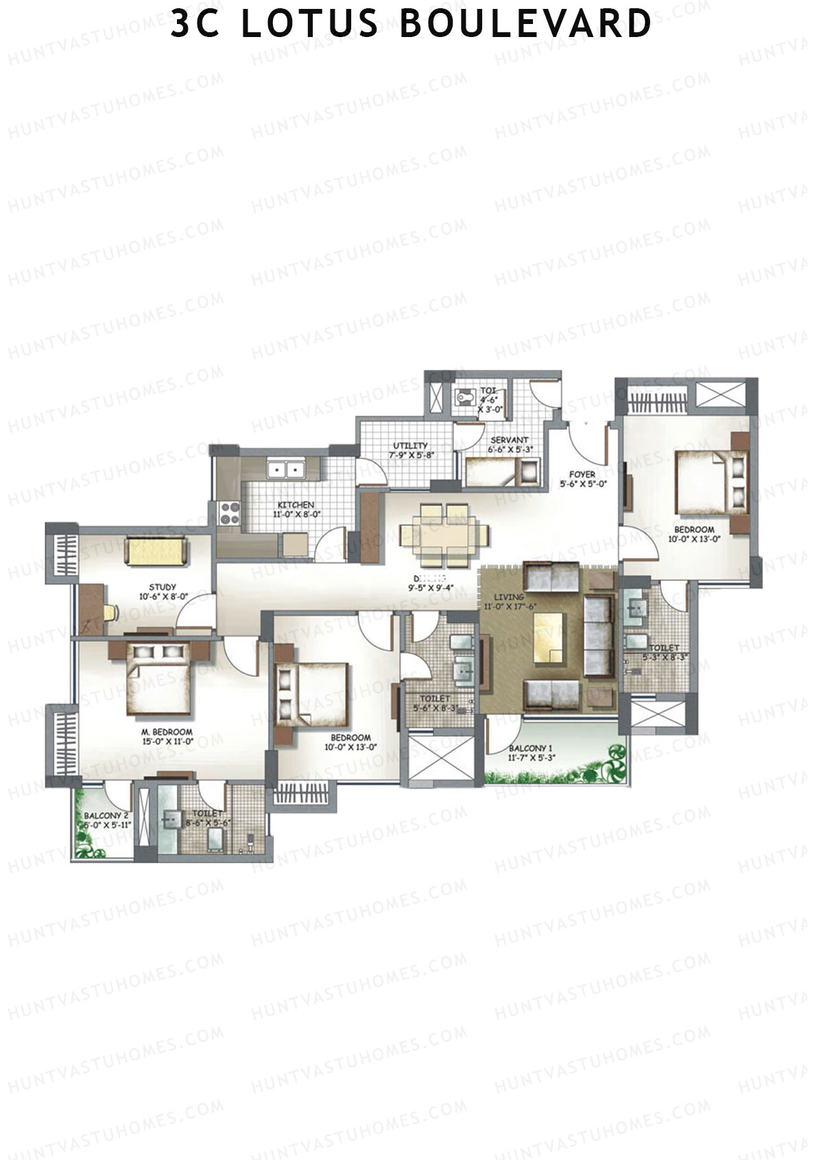 3C Lotus Boulevard Tower 25 Unit 2 Floor Plan